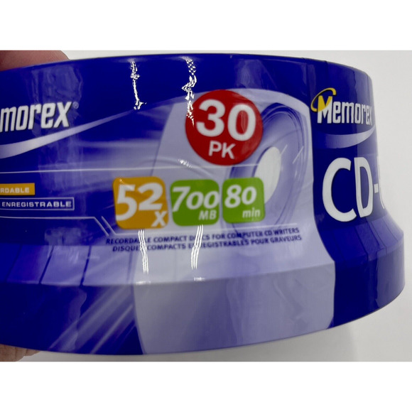 Memorex CD-R Disks 30 Pack 52X 700MB 80 Min Blank CD - New In Sealed Container - Picture 5 of 5